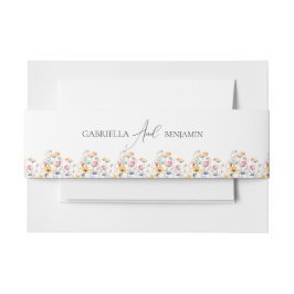 Watercolor Meadow Wildblomma Forme Bröllop Band För Inbjudningskort