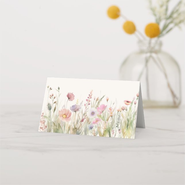Watercolor Meadow Wildblomma Placeringskort (Baksida)