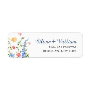 Watercolor Meadow WildblommBoho Bröllop Returadress Etikett