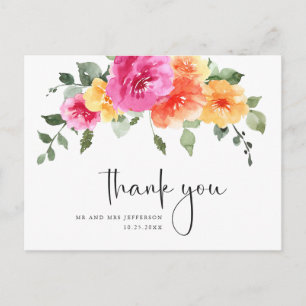 Watercolor Meadow WildblommBoho Tack Vykort