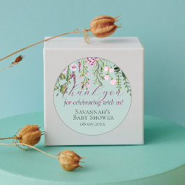 Watercolor Meadow Wildblommor, Blommigt Tack Runt Klistermärke