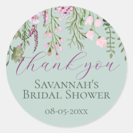 Watercolor Meadow Wildblommor, Blommigt Tack Runt Klistermärke