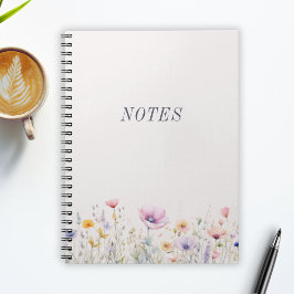 Watercolor Meadow Wildblommor noterar minimalistis Anteckningsbok