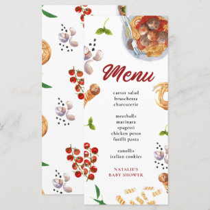 Watercolor Meatball Italienska Menu Meny