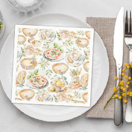 Watercolor Mediterranean Food Pattern Pappersservett