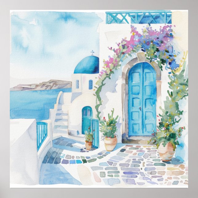 Watercolor Mediterranean  Poster (Framsidan)