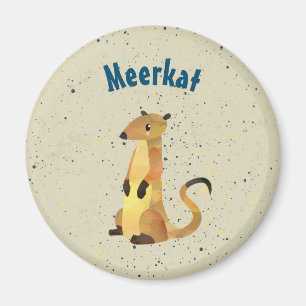 Watercolor Meerkat på en Beige Background Magnet