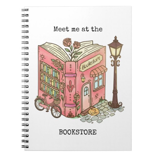 Watercolor Meet Me At the Bookstore Notebooks Anteckningsbok (Framsidan)