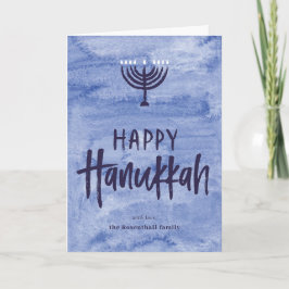 Watercolor Menorah Foldad Hanukkah-kort Helgkort