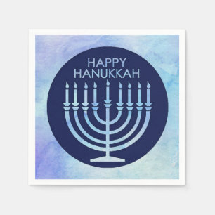 Watercolor menorah Hanukkah Pappersservett