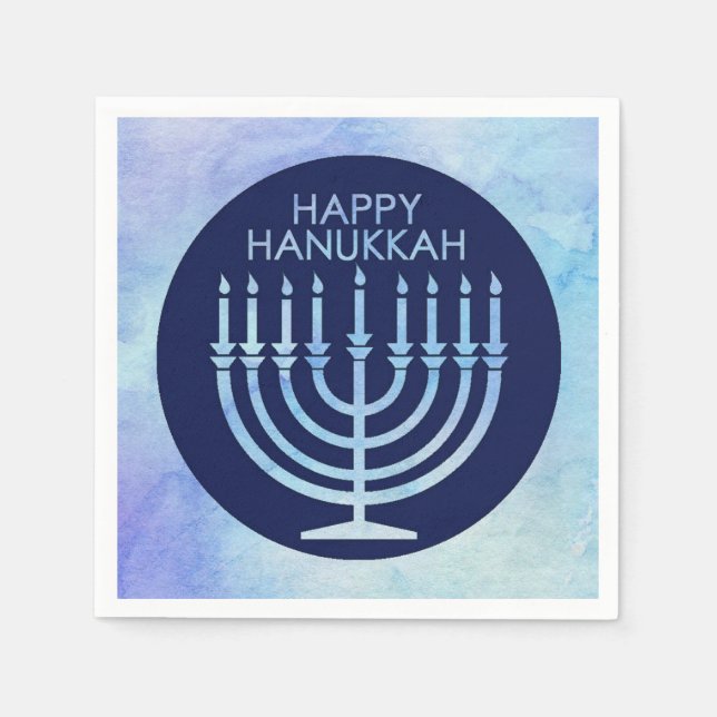 Watercolor menorah Hanukkah Pappersservett (Framsidan)