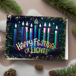 Watercolor Menorah Lycklig festival Ljus Helgkort<br><div class="desc">Helgdag temaobjekt designade av Umua. Tryckt och avsänt av Zazzle eller deras närstående företag.</div>