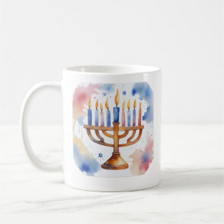 Watercolor Menorah Lycklig Hanukkah Kaffemugg