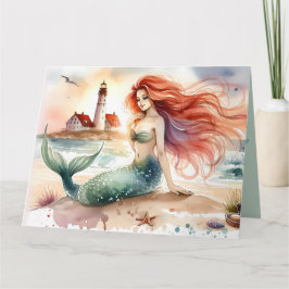 Watercolor Mermaid by Lighthouse Shore Kort