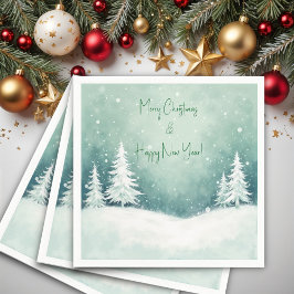 Watercolor Merry Christmas and Happy New Year  Pappersservett