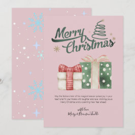 Watercolor "Merry Christmas" Gifts Greeting Julkort