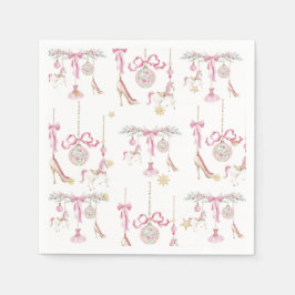  Watercolor Merry Christmas Nutcracker ballet pink Pappersservett