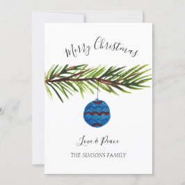 Watercolor Merry Christmas Tree Merry and bright Julkort