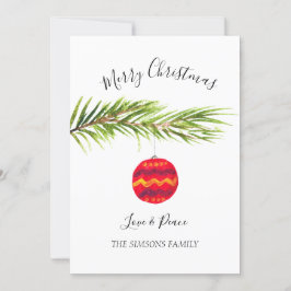 Watercolor Merry Christmas Tree Merry and bright Julkort