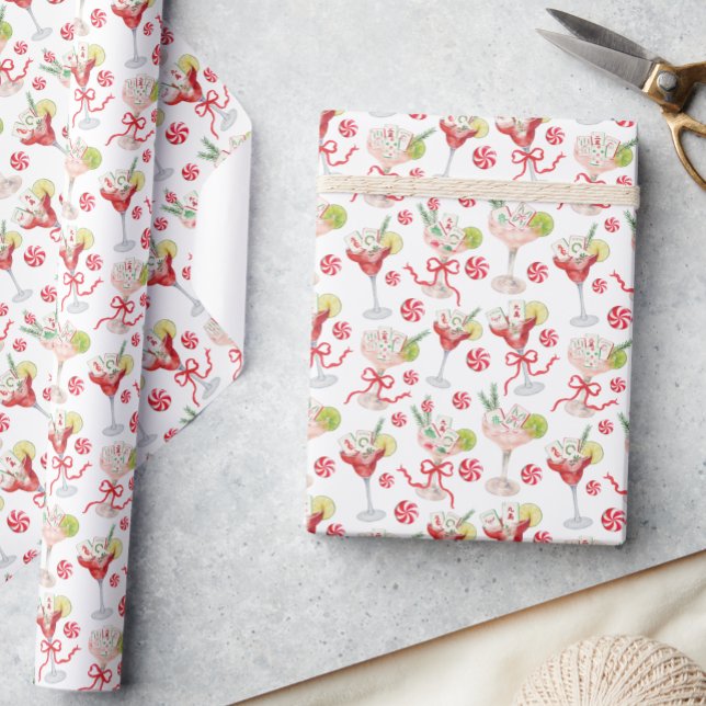 Watercolor Merry Mahjong Christmas Cocktail Party Presentpapper (Skapare uppladdad)