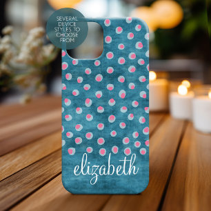 Watercolor Messy Polka dots - blue och rosa