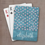 Watercolor Messy Polka dots - blue och rosa Kortlek<br><div class="desc">En feminin mönster med nästan abstrakt utformning. Ett trendig med jewelton färg och elegans. Objekt är enklare att anpassa när du ersätter all text och alla foton först. Om teckningen fortfarande behöver justeras klickar du på knappen Anpassa den här. Detta kommer att föra dig till ett designområde där du kan...</div>