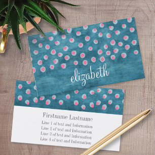 Watercolor Messy Polka dots - blue och rosa Visitkort