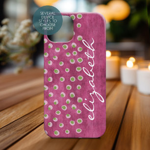 Watercolor Messy Roligt Polka dots lime shock rosa
