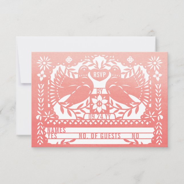 Watercolor Mexican Fantail Doves Papel Picado OSA Kort (Framsida)