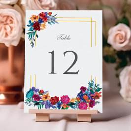 Watercolor Mexican Fiesta Blommigt Bröllop Bordsnummer
