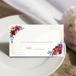 Watercolor Mexican Fiesta Blommigt Bröllop Placeringskort