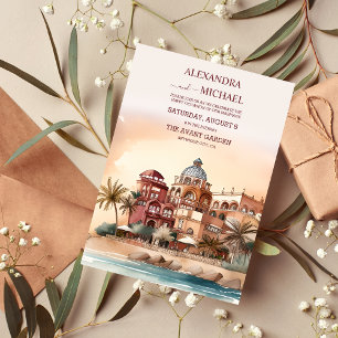 Watercolor Mexico Cancun Destination Wedding Inbjudningar