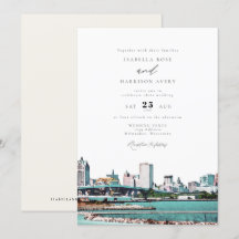 Watercolor Milwaukee Wisconsin Skyline Bröllop