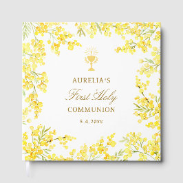 Watercolor Mimosa First Communion Guest Book Gästböcker