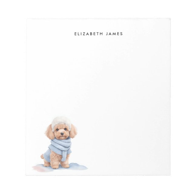 Watercolor Miniature Apricot Pudel Puppy Hund Anteckningsblock (Framsida)