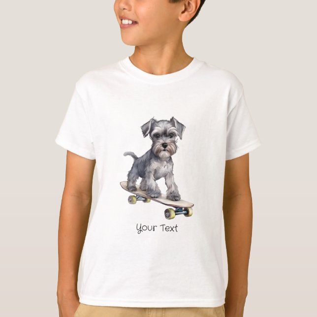 Watercolor Miniature Schnauzer Boy T-Shirt (Framsida)