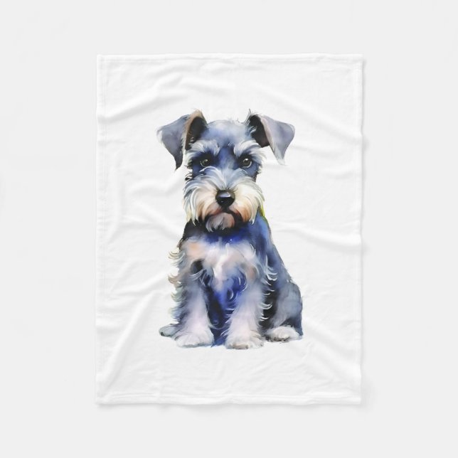 Watercolor Miniature Schnauzer Fleecefilt (Framsidan)