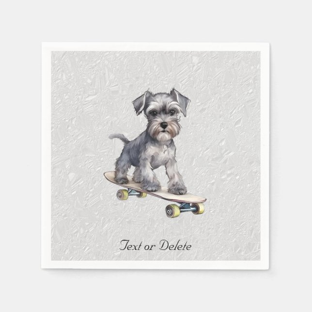 Watercolor Miniature Schnauzer Napkins Pappersservett (Framsidan)