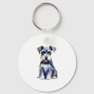Watercolor Miniature Schnauzer Nyckelring
