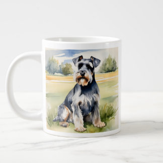 Watercolor Minister Schnauzer - Hund Art Print Jumbo Mugg