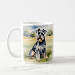 Watercolor Minister Schnauzer - Hund Art Print Kaffemugg