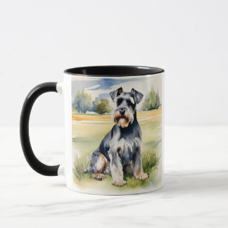 Watercolor Minister Schnauzer - Hund Art Print Mugg