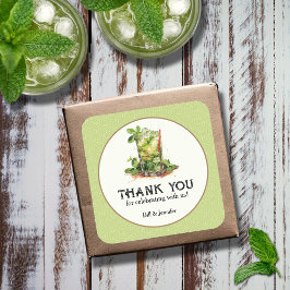 Watercolor Mint Julep Derby Fyrkantigt Klistermärke