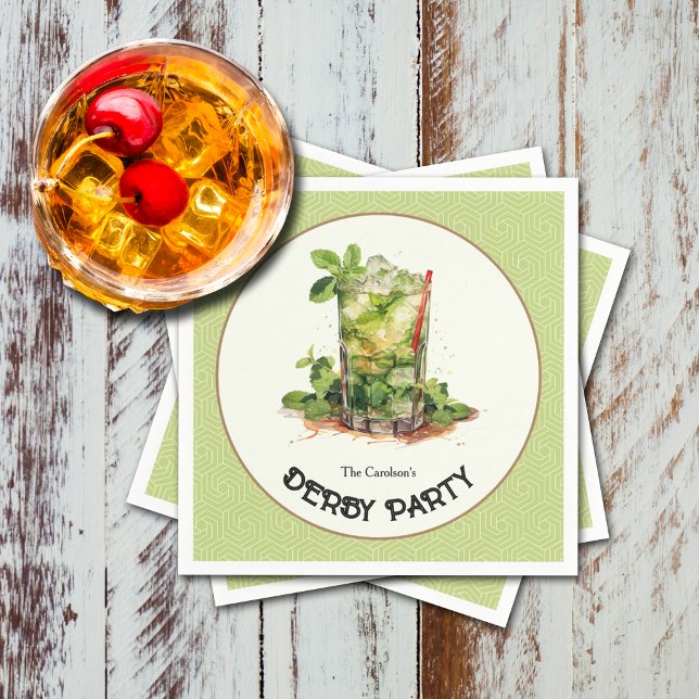 Watercolor Mint Julep Derby Party Pappersservett (Watercolor Mint Julep Derby Party Napkins)