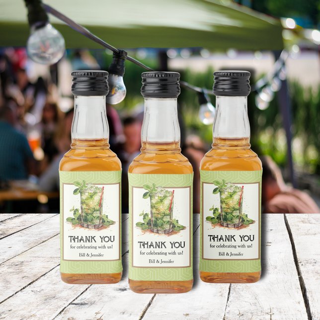 Watercolor Mint Julep Derby Spritflaskor Etikett (Watercolor mint julep Derby party mini liquor bottle personalized labels)