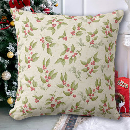 Watercolor Mistletoe Berries jul Kudde