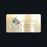 Watercolor Mistletoe Guld Adressetikett<br><div class="desc">Vattenfärgsmistletoe på blank guld-bakgrund. En elegant och en sofistikerad design. Anpassa med ditt namn och information om adress.</div>
