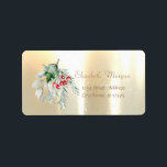 Watercolor Mistletoe Guld Adressetikett<br><div class="desc">Vattenfärgsmistletoe på blank guld-bakgrund. En elegant och en sofistikerad design. Anpassa med ditt namn och information om adress.</div>