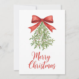 Watercolor Mistletoe Merry Christmas Julkort