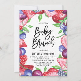 Watercolor Mix Berries Summer Baby Shower Brunch Inbjudningar